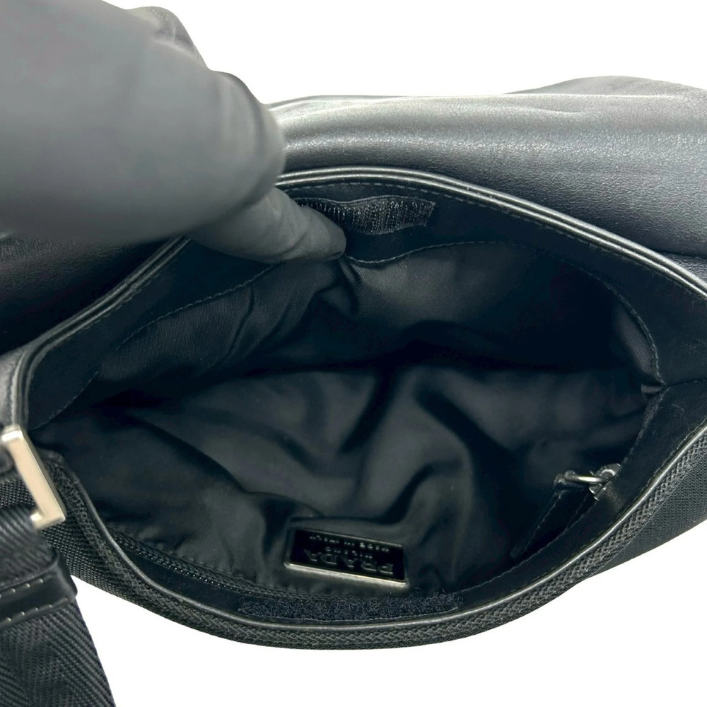 PRADA Black Leather Pochette Shoulder Bag - Picture 9 of 10